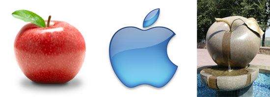 Яблоко, логотип Apple, памятник яблоку